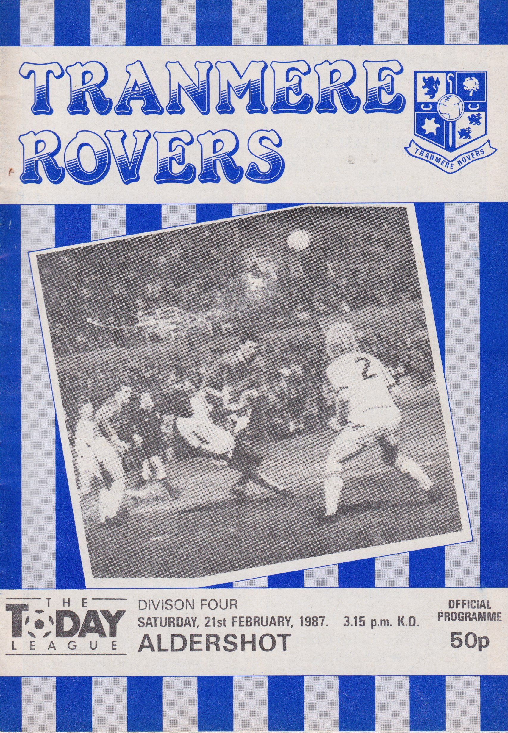 Tranmere Rovers v Aldershot match programme